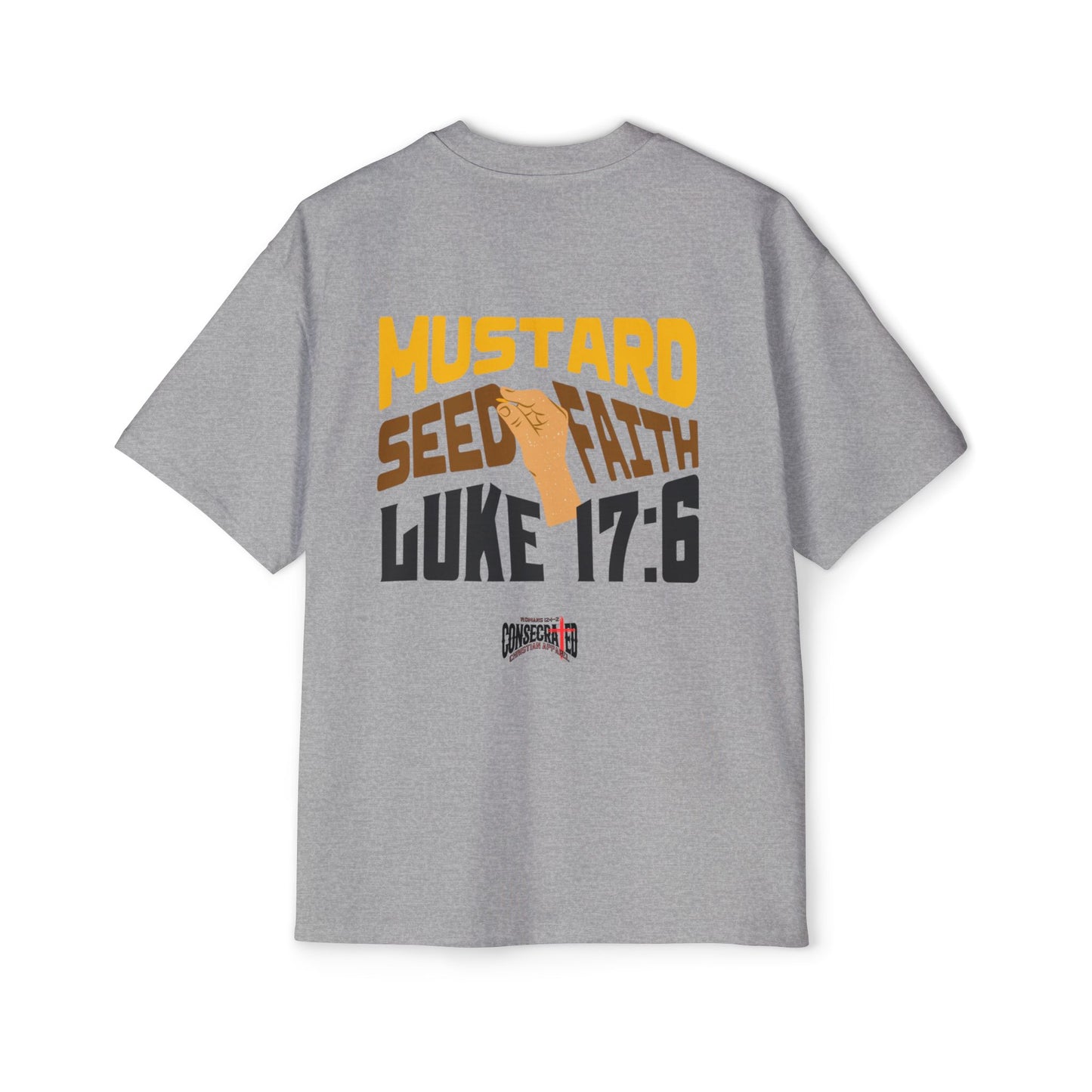 Mustard Seed Faith, Boxy/Oversized Unisex Tee Warm Luke 17:6