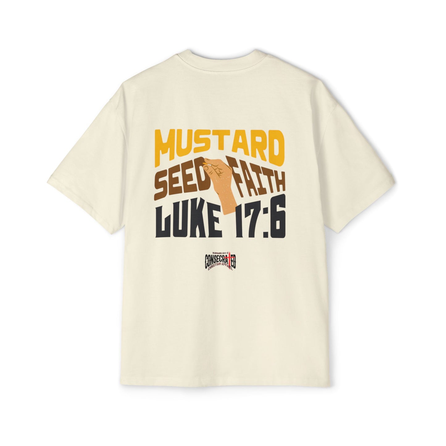 Mustard Seed Faith, Boxy/Oversized Unisex Tee Warm Luke 17:6