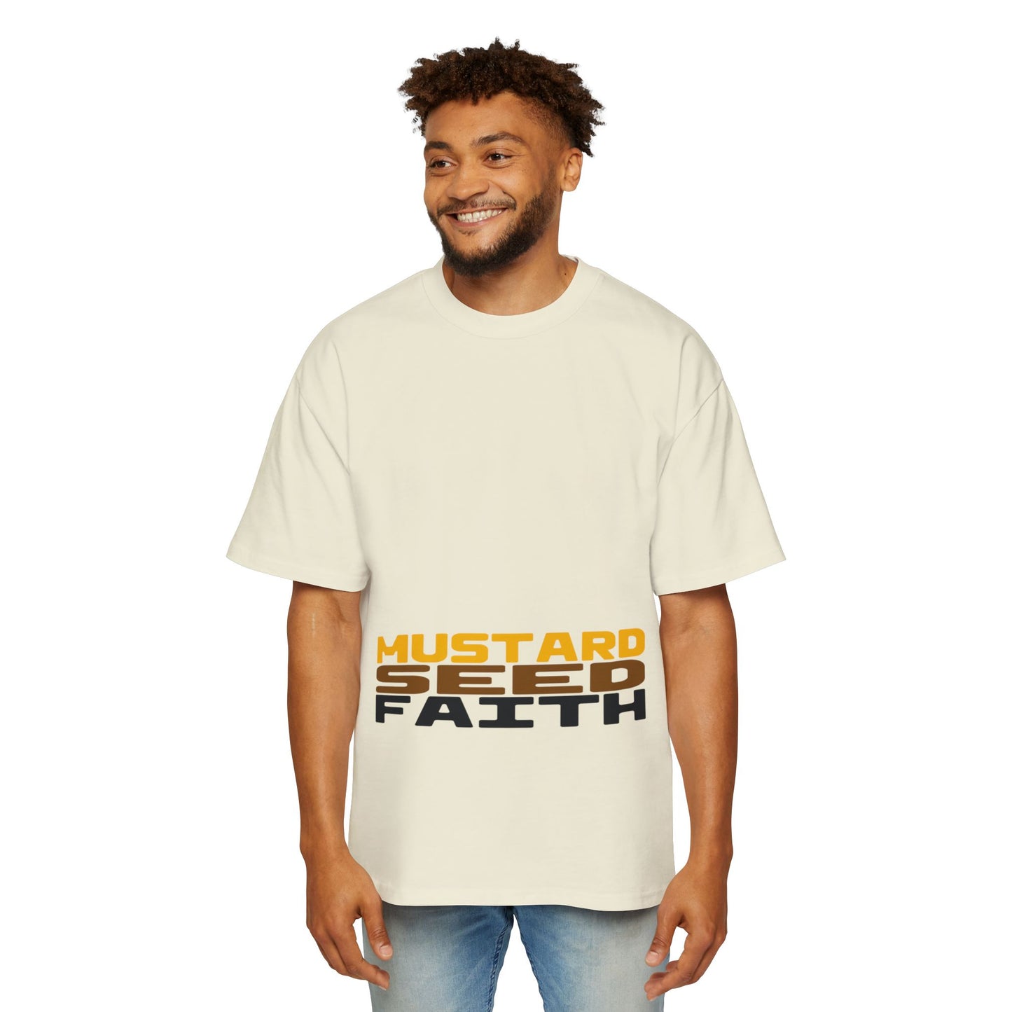 Mustard Seed Faith, Boxy/Oversized Unisex Tee Warm Luke 17:6