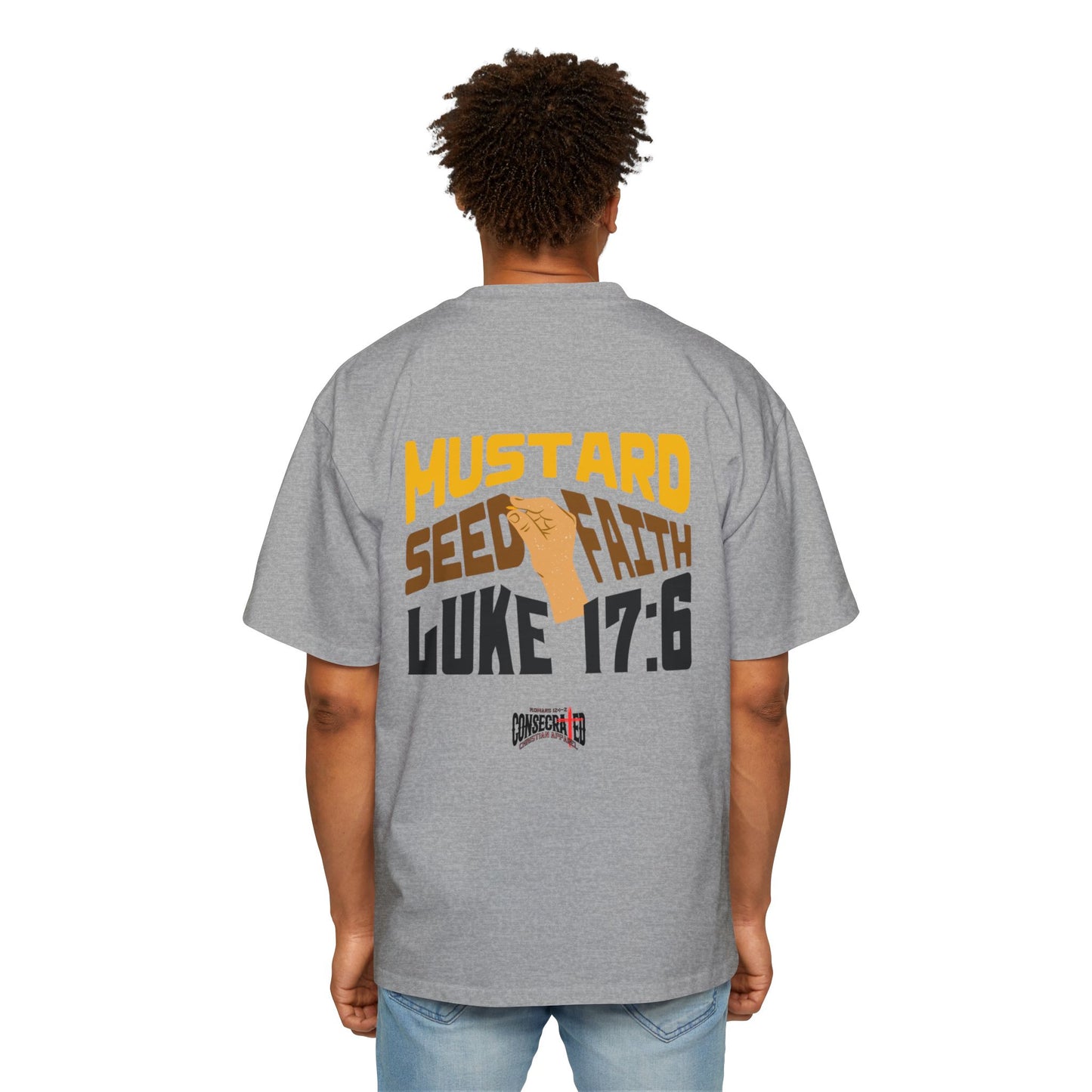 Mustard Seed Faith, Boxy/Oversized Unisex Tee Warm Luke 17:6