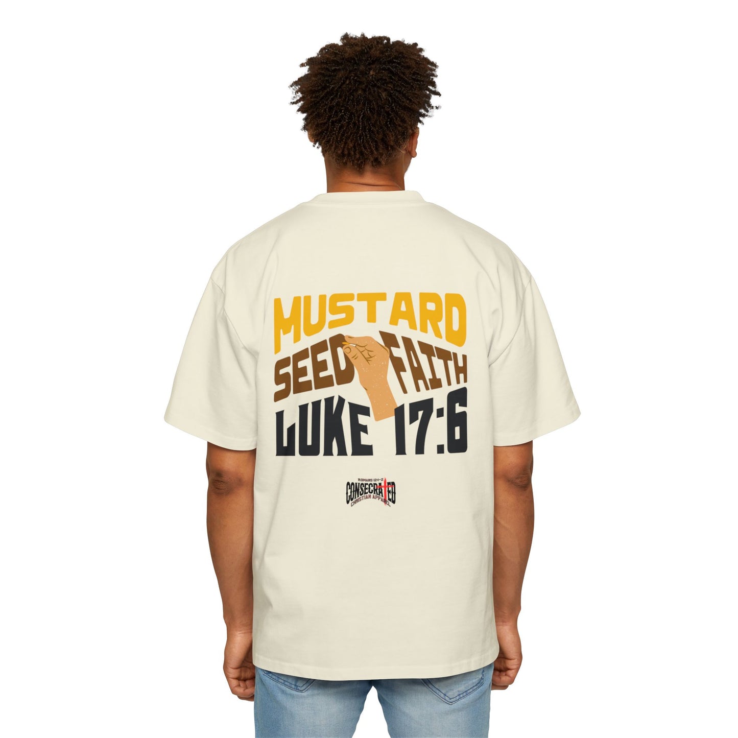 Mustard Seed Faith, Boxy/Oversized Unisex Tee Warm Luke 17:6