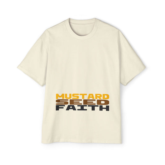 Mustard Seed Faith, Boxy/Oversized Unisex Tee Warm Luke 17:6